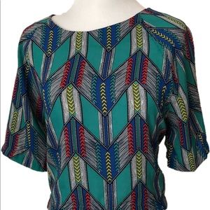 Fun & Flirt Turquoise Chevron Pattern Top - Small